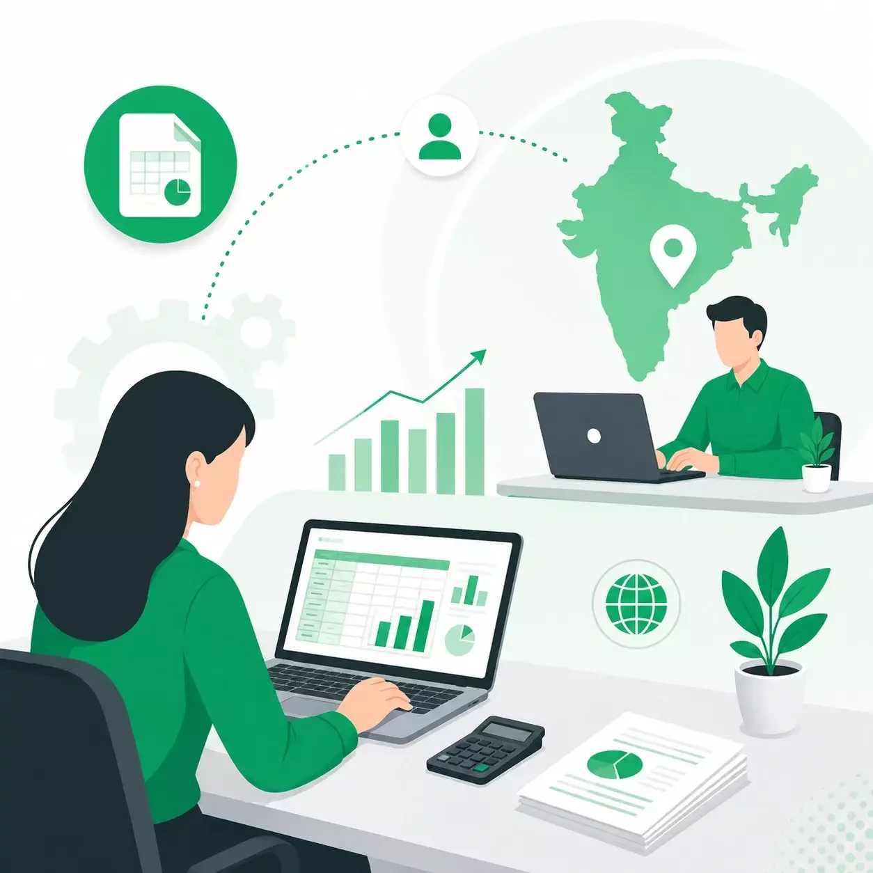 Accountant reviewing financial reports